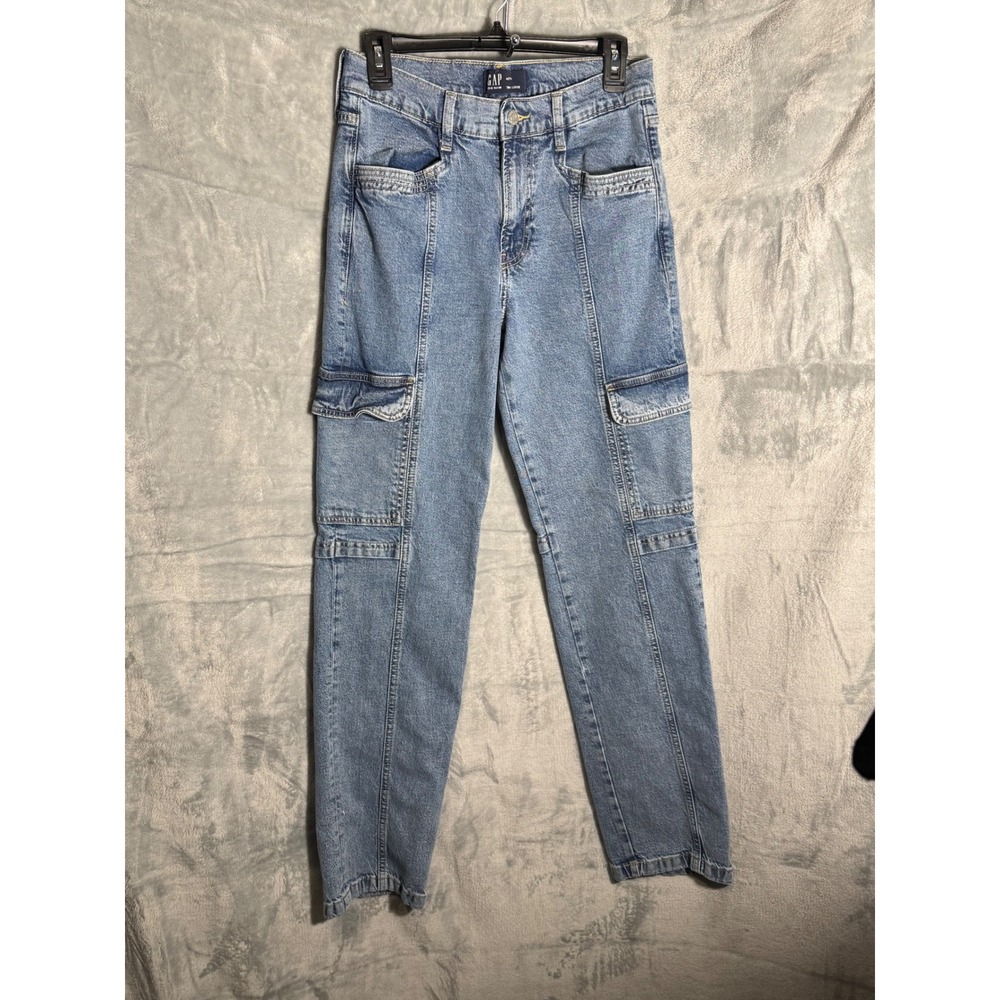 GAP 90s Loose Cargo Jeans Medium Wash Women Size 4 27L